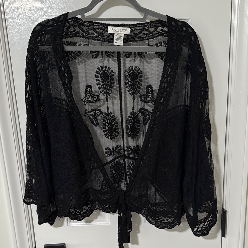 Rachel Zoe Sheer Black Lace Cover-Up